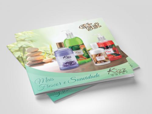 Catálogo de sabonetes, gel e shampoo design gráfico